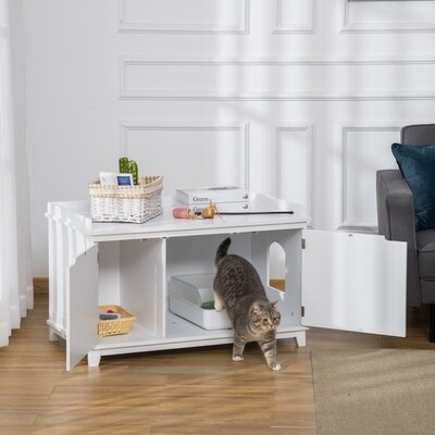 Katzenschrank für Katzentoilette Katzenklo mit Trennwand