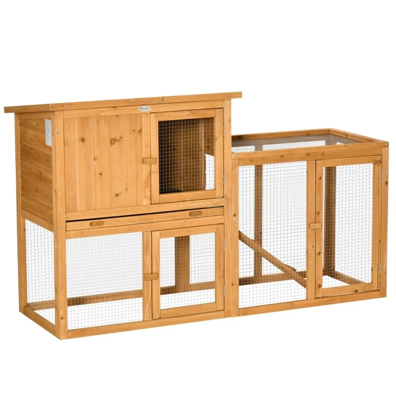 Kaninchenstall Kleintierstall mit herausnehmbarer Bodenwanne und Rampe