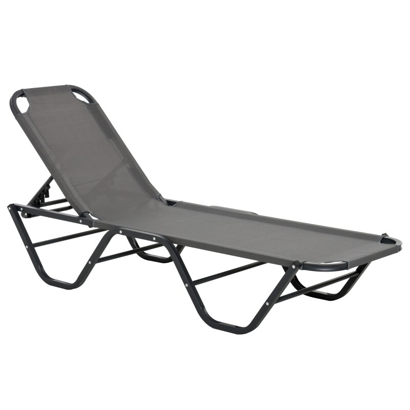 Sonnenliege Strandliege 5-Stufige Alu Gartenliege Relaxliege Grau+Schwarz