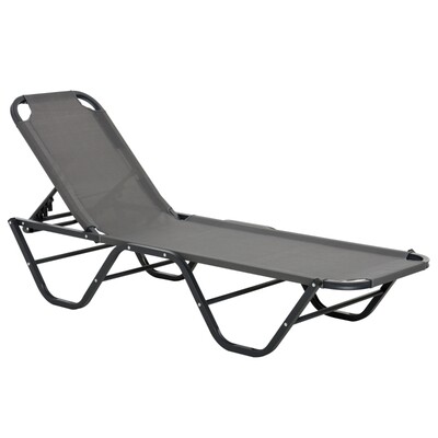 Sonnenliege Strandliege 5-Stufige Alu Gartenliege Relaxliege Grau+Schwarz