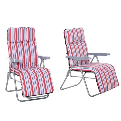 2er-Set Liegestuhl Set mit Kissen klappbar Sonnenliege 5 Stufen verstellbarer Rückenlehne Gartenliege Gartenmöbel Set Rot 60 x 75 x 65-102 cm