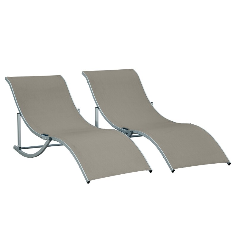 2er Set Sonnenliege Gartenliegen ergonomisch Aluminium grau