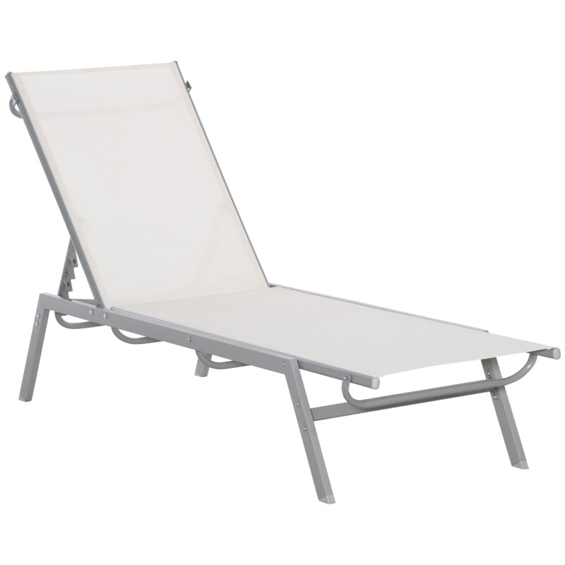 Garten-Sonnenliege, 5-stufige Rückenlehne, Cremeweiss