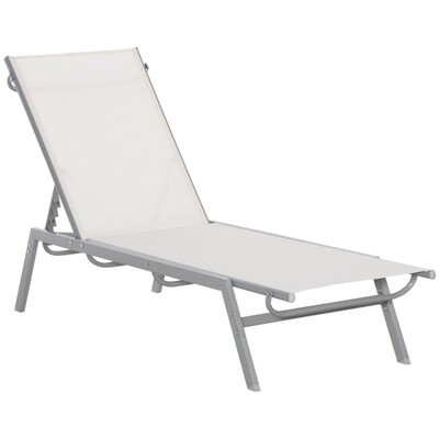 Garten-Sonnenliege, 5-stufige Rückenlehne, Cremeweiss
