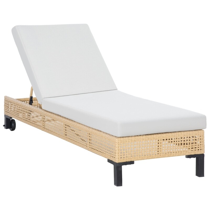 Outdoor Boho-Style Gartenliege in Rattanoptik Natur+Beige