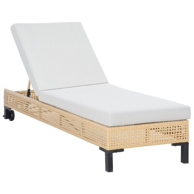 Outdoor Boho-Style Gartenliege in Rattanoptik Natur+Beige