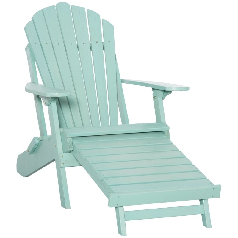 Adirondack-Liegestuhl mit Fussstütze klappbar Gartenliege Outdoor Gartenmöbel Kiefernholz Grün 78 x 140 x 94 cm
