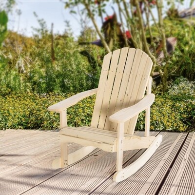 Adirondack Schaukelstuhl Gartenstuhl aus Kiefernholz Terrassenstuhl Gartensessel Schaukelsessel Gartenmöbel Balkonstuhl Natur 74 x 97 x 92 cm