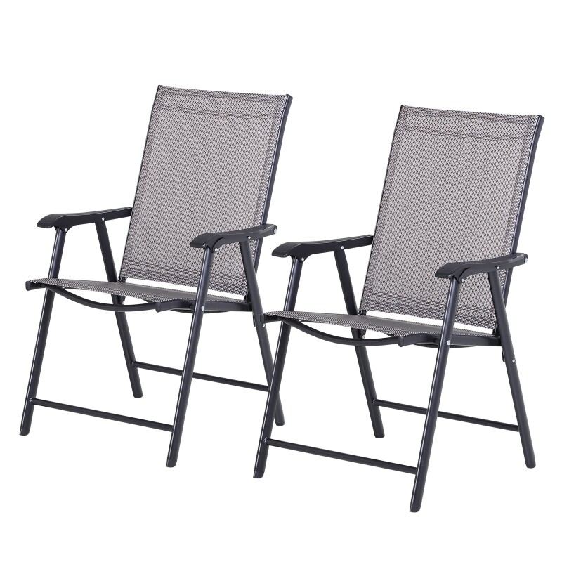 2er Set Klappstuhl mit Armlehne Campingstuhl Angelstuhl Metall Grau 58 x 64 x 94 cm