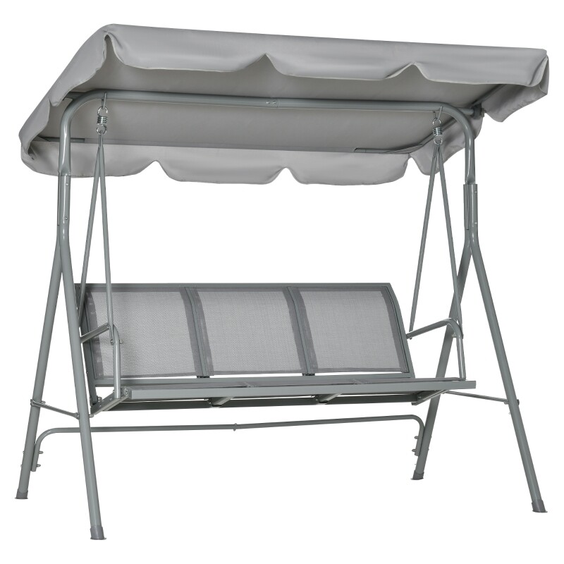 Hollywoodschaukel 3-Sitzer mit Dach Metall Grau+Silber