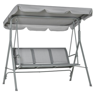 Hollywoodschaukel 3-Sitzer mit Dach Metall Grau+Silber