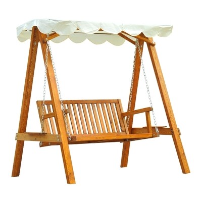 Hollywoodschaukel aus Holz 2-Sitzer mit Sonnenschutz