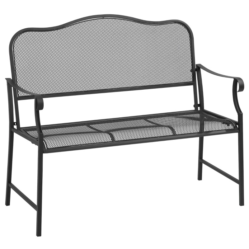 Gartenbank 2-Sitzer Parkbank Metall Schwarz