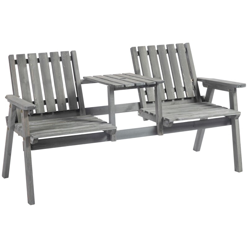 Gartenbank mit Tisch Massivholz, grau