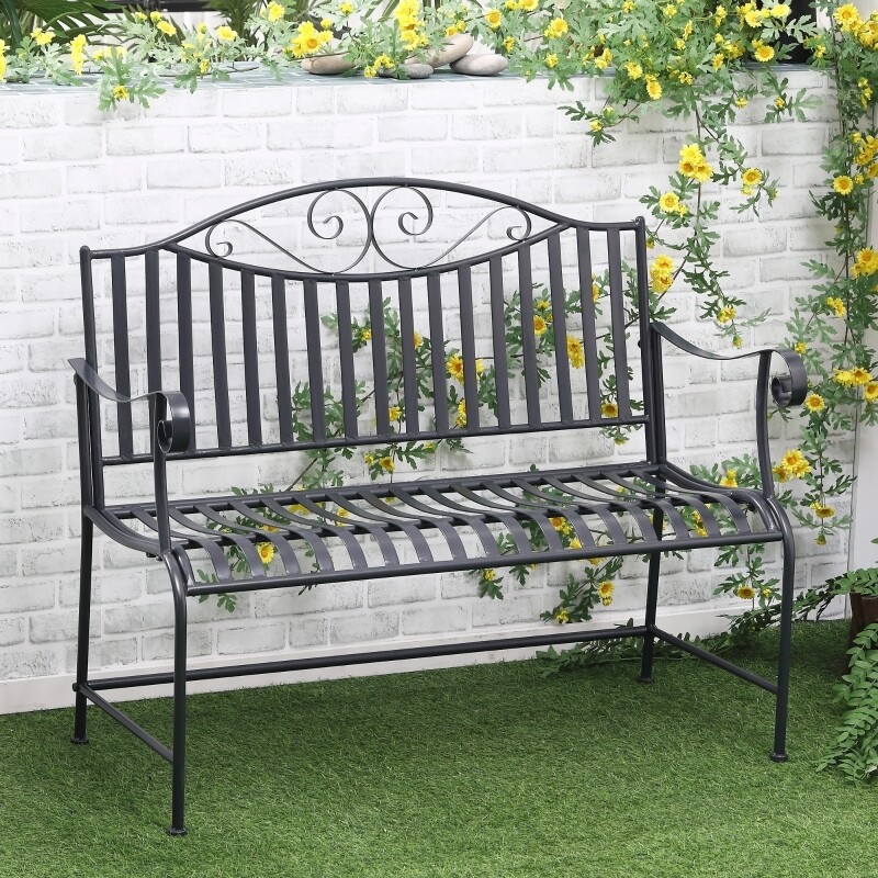 Gartenbank Sitzbank Parkbank 2Sitzer Metall Grau
