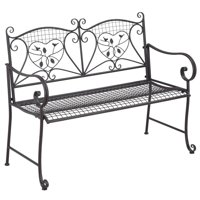 Gartenbank 2-Sitzer Parkbank Antik Metall Kaffee
