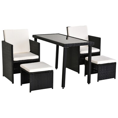 Polyrattan Sitzgruppe 11 tlg. mit Kissen Schwarz