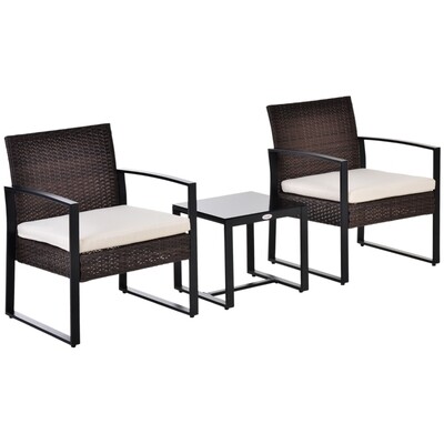 Polyrattan Sitzgruppe 3 tlg. Garnitur braun