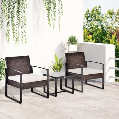 Polyrattan Sitzgruppe 3 tlg. Garnitur braun