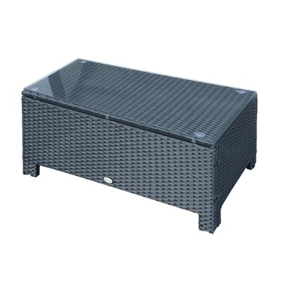 Garten Beistelltisch Couchtisch Gartentisch Balkontisch Polyrattan Schwarz 85 x 50 x 39 cm