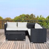 6 tlg. Polyrattan Gartenmöbel Set Lounge schwarz