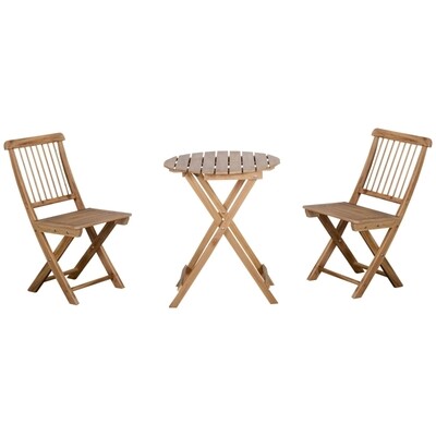 3-teilige Gartengarnitur aus Kiefernholz, Naturfarbe