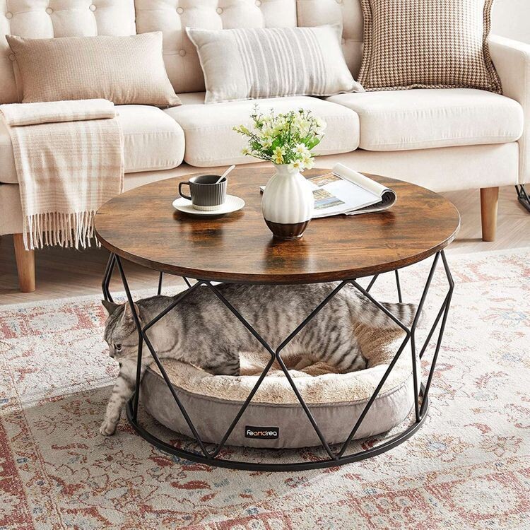 Beistelltisch Couchtisch robust Stahlrahmen für Wohnzimmer Schlafzimmer vintagebraun-schwarz