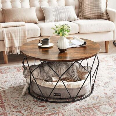 Beistelltisch Couchtisch robust Stahlrahmen für Wohnzimmer Schlafzimmer vintagebraun-schwarz