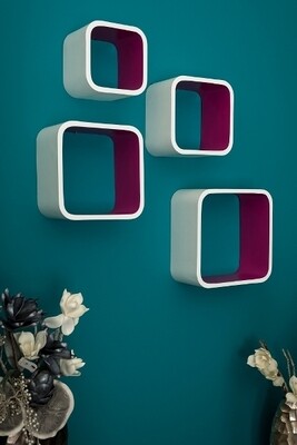Regal-Set Cubic &quot;Kim&quot;, 4 er Set- weiss -lila