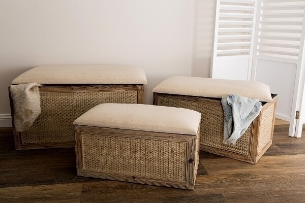 Sitzbank 3er Set &quot;Colonial&quot;, mit Stauraum