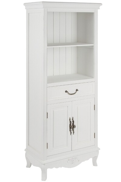 Regal Kommode Elegance – Schublade, 2 Regalfächer, 2 Türen, Rosenmotiv, Shabby Chic