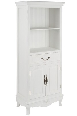 Regal Kommode Elegance – Schublade, 2 Regalfächer, 2 Türen, Rosenmotiv, Shabby Chic