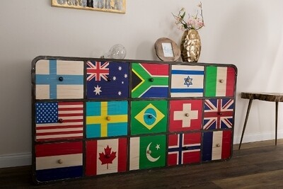 Kommode, Sideboard&quot;Lifestyle&quot;, mit 15 Schubladen und Flaggenmotiven