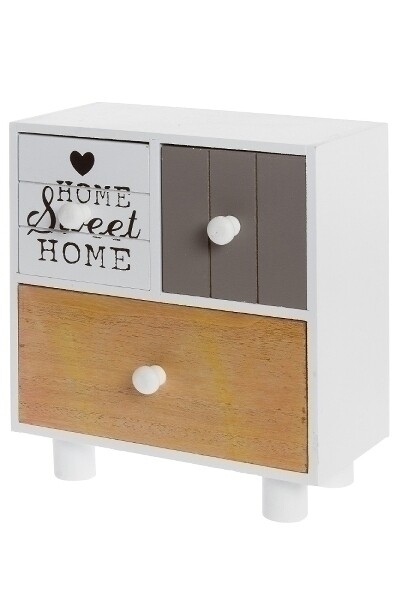 Minikommode &quot;Friedl&quot; – Shabby Chic, Weiss Antik/Gelb Grau, 3 Schubladen