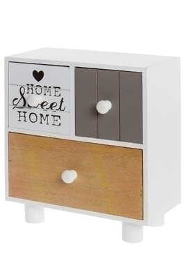 Minikommode &quot;Friedl&quot; – Shabby Chic, Weiss Antik/Gelb Grau, 3 Schubladen