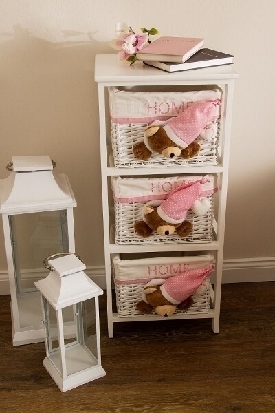 Kommode Regal &quot;Sleepy Bear&quot;, Teddybär weiss/pink, mit 3 Körbe