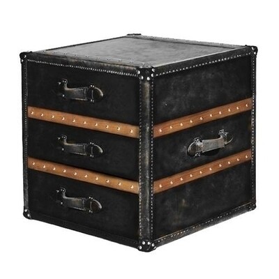 Stonyhurst Rindsleder Lampentisch Truhe -VIN-EBONY