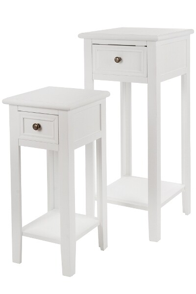 2er Set Beistelltisch, Telefontisch &quot;Elegance&quot; Kasettenfront, Metallknöpfe, Shabby Chic