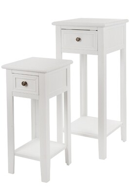 2er Set Beistelltisch, Telefontisch &quot;Elegance&quot; Kasettenfront, Metallknöpfe, Shabby Chic