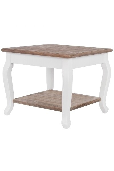 Couchtisch Adriana Klein – MDF, Landhausstil, Weiss mit dunklen Holzflächen Couchtisch Adriana Klein – MDF, Landhausstil, Weiss mit dunklen Holzflächen