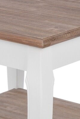 Couchtisch Adriana Klein – MDF, Landhausstil, Weiss mit dunklen Holzflächen