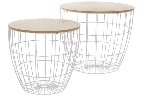 Metalltischset Todd – Weiss, 2-teilig, Modernes Drahtdesign, Herausnehmbare Tischplatten