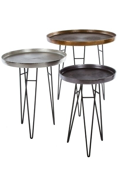 Beistelltischset Allica – 3-teilig, Metall, verschiedene Farben, modernes Design