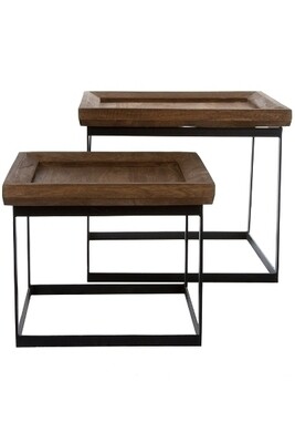 Beistelltisch-Set Saturn – 2-teilig, Holzplatte, Metallgestell, Schutzrand Beistelltisch-Set Saturn – 2-teilig, Holzplatte, Metallgestell, Schutzrand