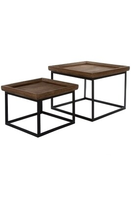 Beistelltisch-Set Saturn – 2-teilig, Holzplatte, Metallgestell, Schutzrand