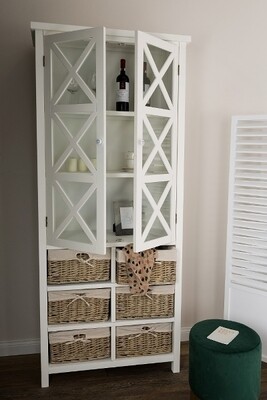 Maritime Vitrine, Schrank &quot;Marina&quot;, mit Rattan Körben
