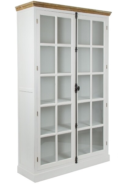 Grosse Vitrine Florence – FSC®, 2 Glastüren, Landhausstil, antikweiss