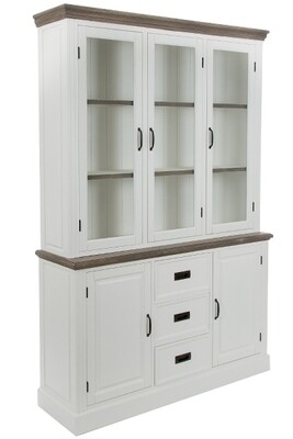 Buffetschrank Rita – FSC®, 5 Türen, 3 Schubladen, Landhausstil, braunweiss