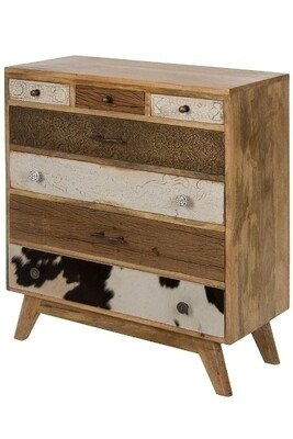 Kommode Neelu – 7 Schubladen, Materialmix, braun/weiss, modernes Design