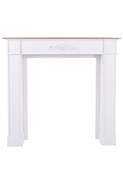 Cheminée-Konsole / Kaminumrandung Alfred – Weiss antik, Landhausstil, Tannenholz, Shabby Chic
